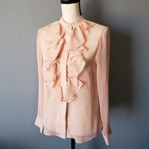 Elegant Pink Ruffle Blouse